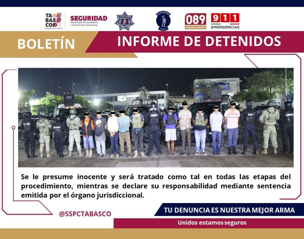 FIRT Olmeca rescata a una persona y detiene a 11 presuntos generadores de violencia en&nbsp;Tabasco