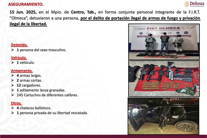 Tabasco avanza en seguridad con acciones contundentes de la FIRT Olmeca: 52 generadores de violencia detenidos en una&nbsp;semana