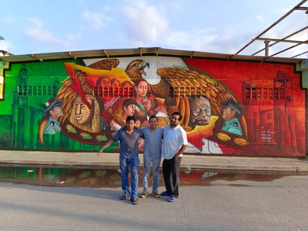 Artistas tabasqueños rinden homenaje a Claudia Sheinbaum con mural en&nbsp;Comalcalco