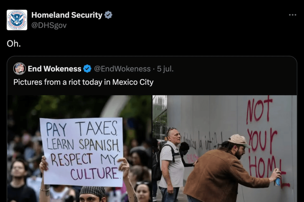 Estados Unidos aprovecha marcha contra la gentrificación en CDMX para pedir a migrantes mexicanos que se&nbsp;autodeporten