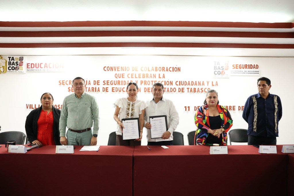 Gobierno de Tabasco refuerza seguridad y prevención en escuelas con nuevo convenio interinstitucional