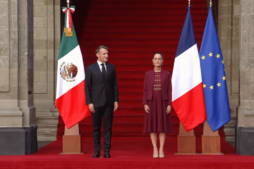Sheinbaum recibe a Macron en Palacio&nbsp;Nacional