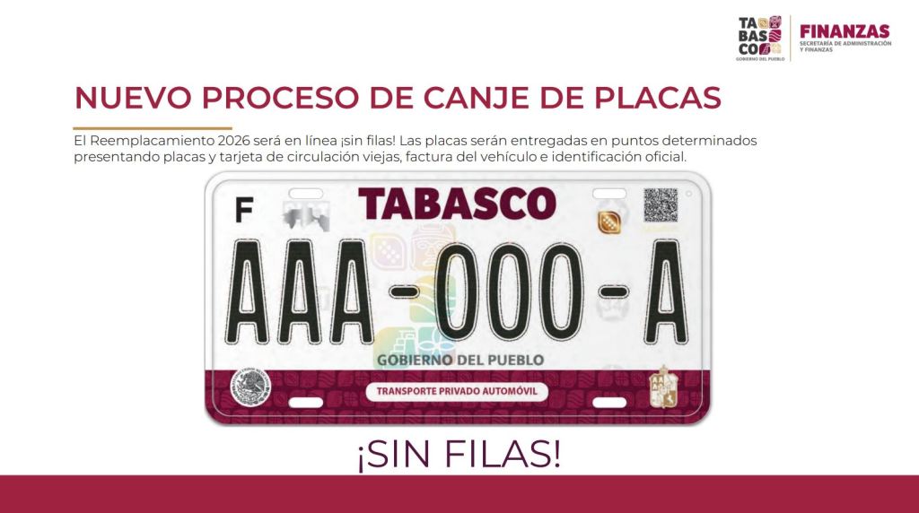 Inicia en enero el canje de placas 2026; será 100% en línea y con premios para contribuyentes&nbsp;cumplidos