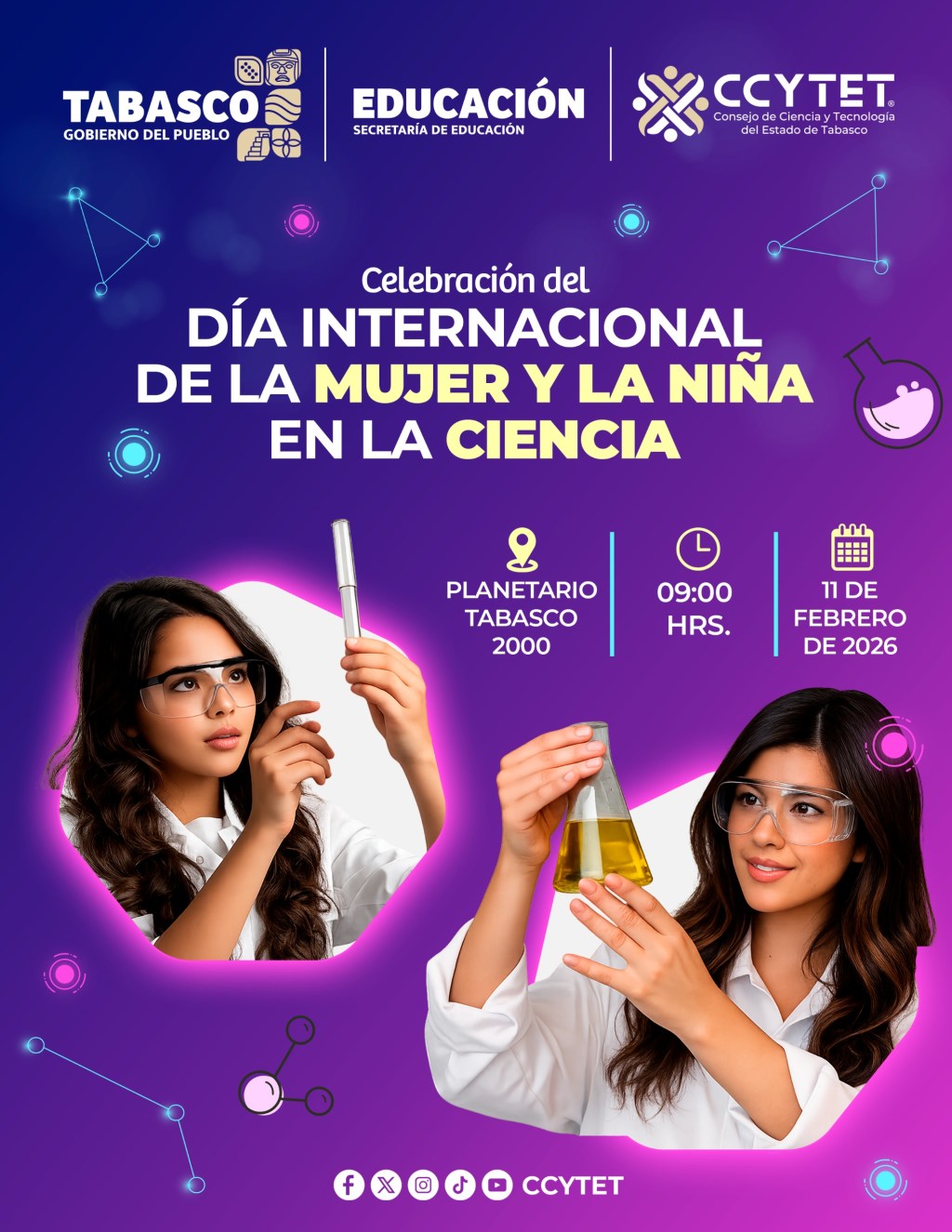 CCYTET invita a conmemorar el Día Internacional de la Mujer y la Niña en la Ciencia con conferencia magistral en&nbsp;Tabasco