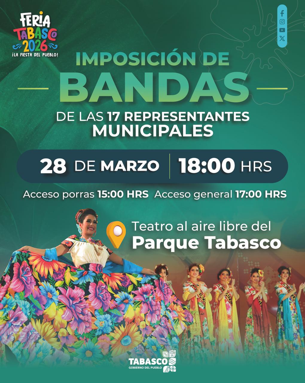 Invitan a la imposición de bandas de representantes rumbo a la Feria Tabasco 2026