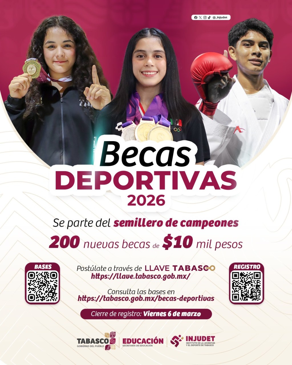 Abren registro para Becas Deportivas 2026; amplían a 500&nbsp;beneficiarios