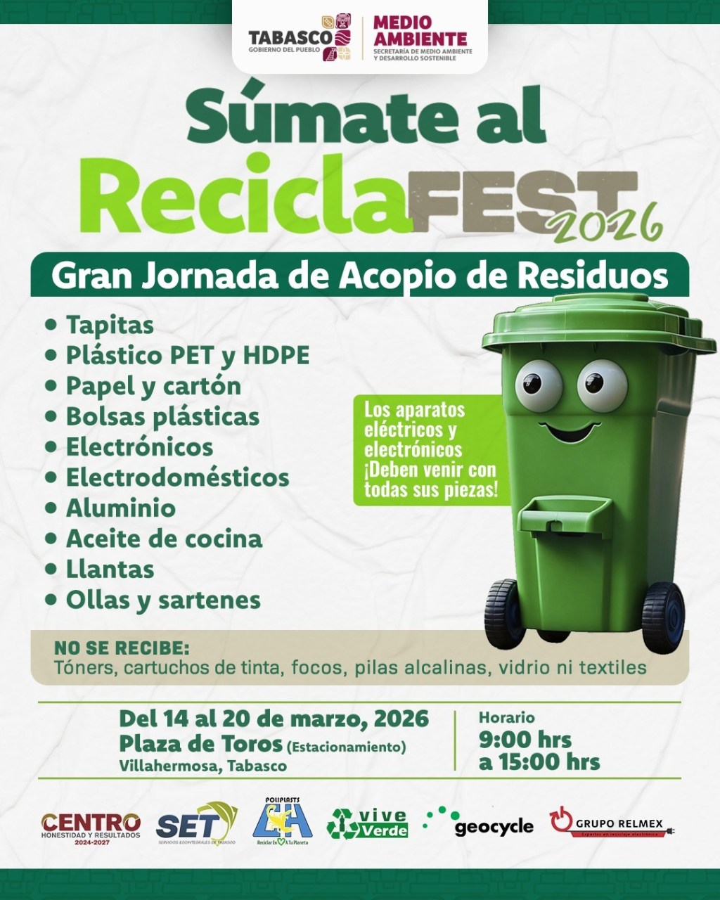 Anuncian “Recicla Fest 2026” para promover la cultura del reciclaje en&nbsp;Tabasco