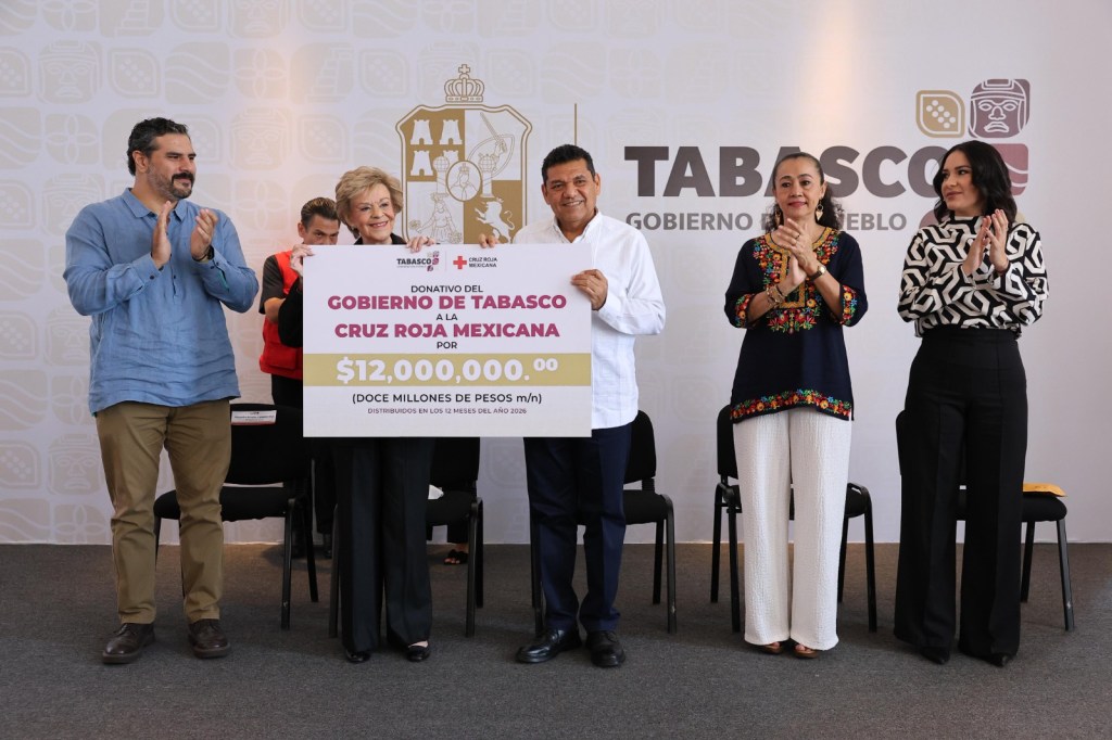 Inicia Colecta Anual 2026 de la Cruz Roja en Tabasco; gobierno estatal dona 12 millones de&nbsp;pesos