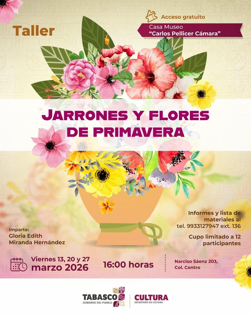 Secretaría de Cultura de Tabasco ofrecerá 51 actividades culturales del 13 al 15 de&nbsp;marzo