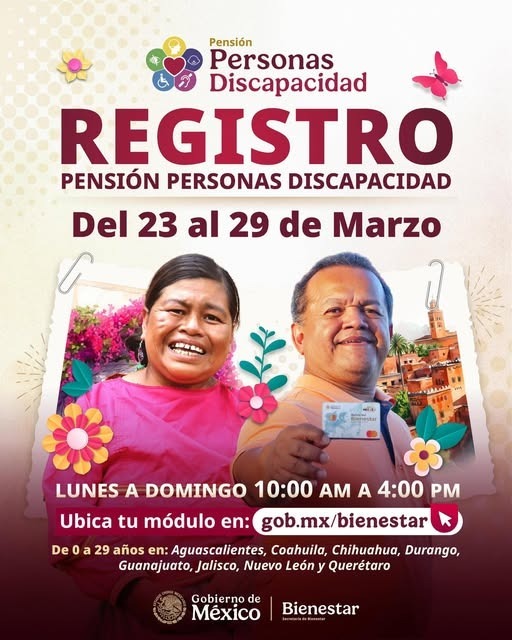 Inicia en Tabasco registro para Pensión de Personas con Discapacidad Permanente&nbsp;2026