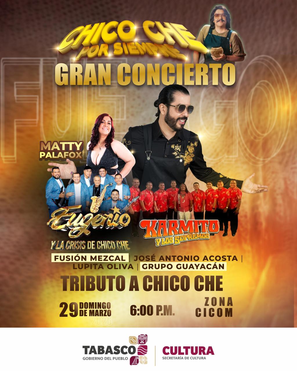 Tabasco rendirá homenaje a Chico Che con gran concierto en la Zona CICOM