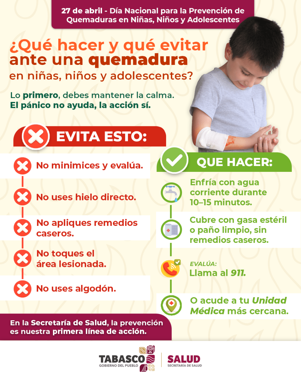 Llaman a prevenir quemaduras en menores y actuar de forma&nbsp;adecuada