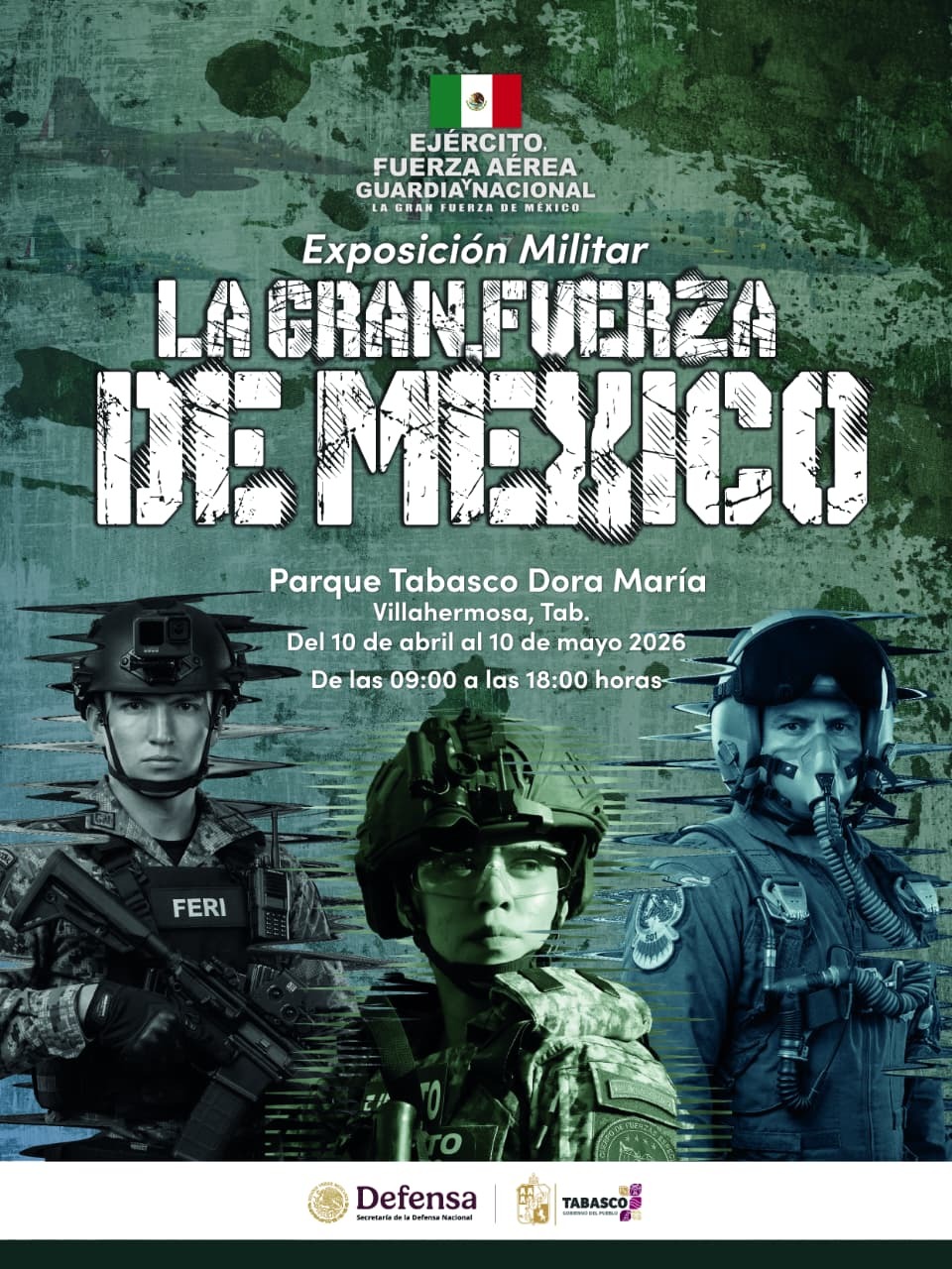 Llega a Tabasco la exposición militar “La Gran Fuerza de México”