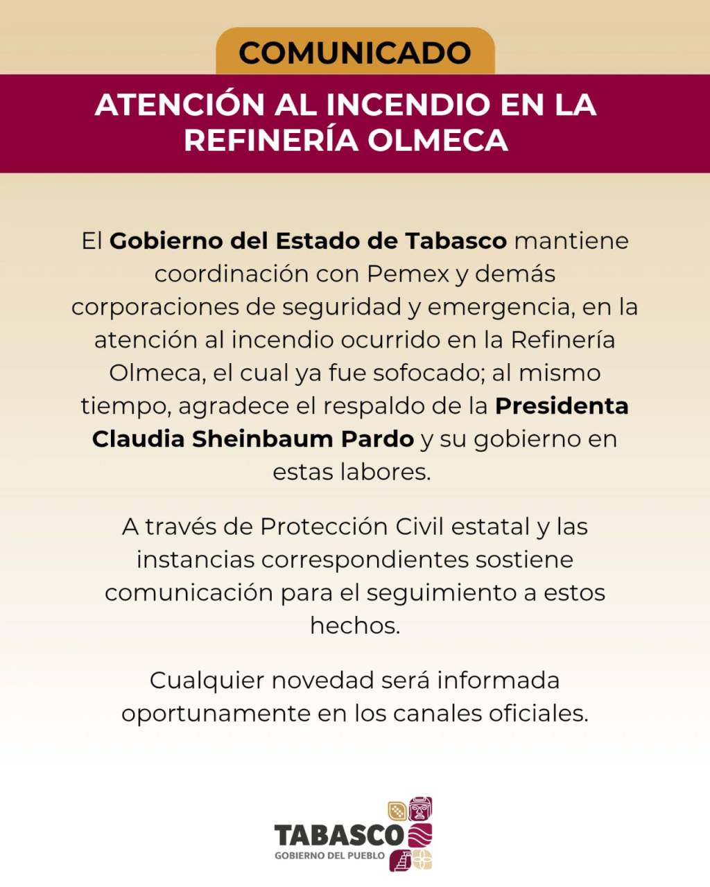Controlan incendio en la Refinería Olmeca; autoridades mantienen&nbsp;coordinación
