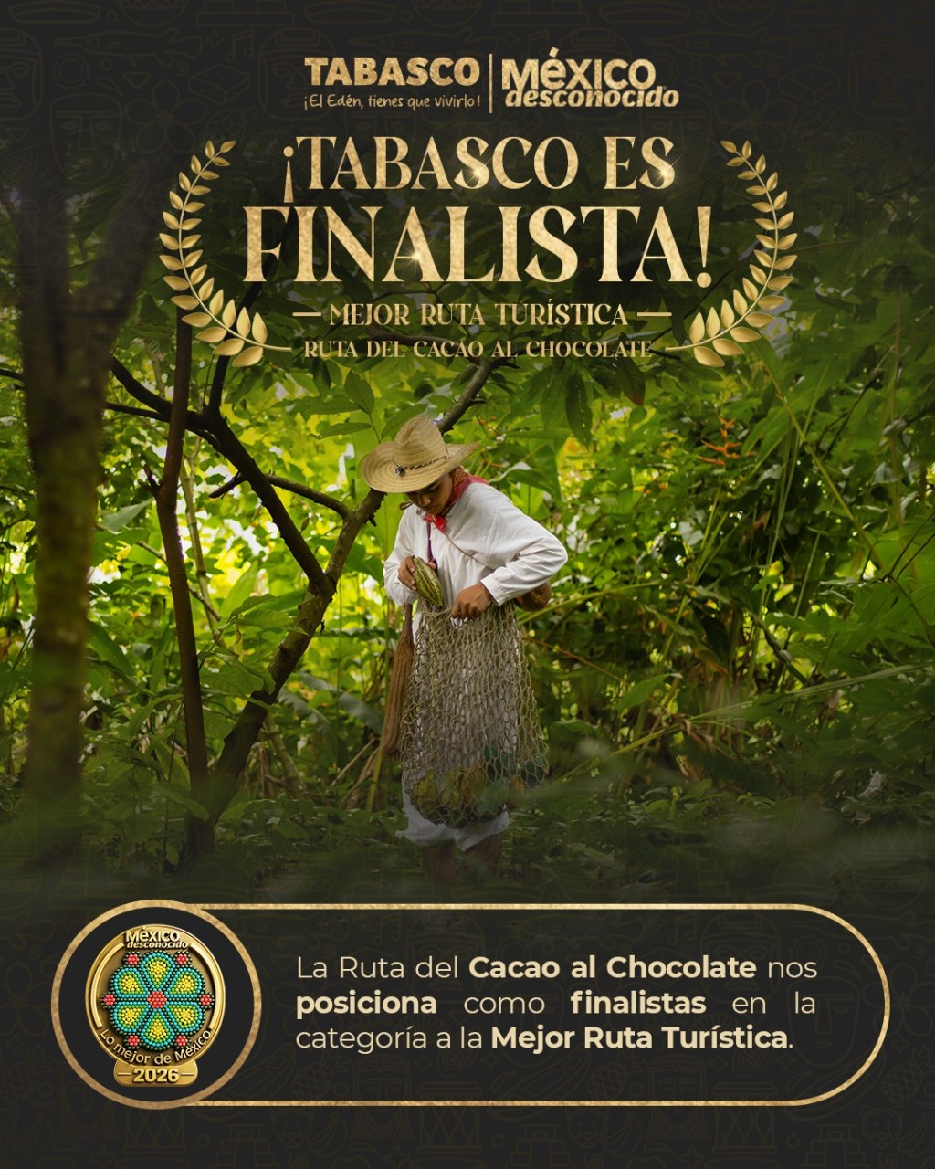 “La Ruta del Cacao al Chocolate” coloca a Tabasco en la final nacional de&nbsp;turismo