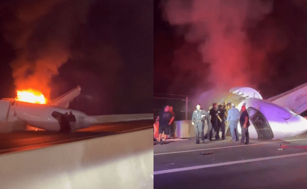 Jet se desploma en autopista de Laredo, Texas; hay un muerto