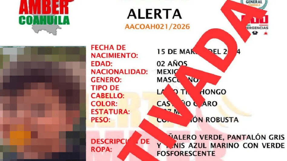 Juez ordena desactivar Alerta Amber de Matías en Coahuila; madre asegura desconocer su&nbsp;paradero