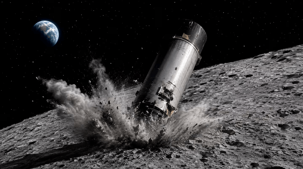 Captan cambios en la Luna tras impacto de un fragmento de cohete de&nbsp;SpaceX